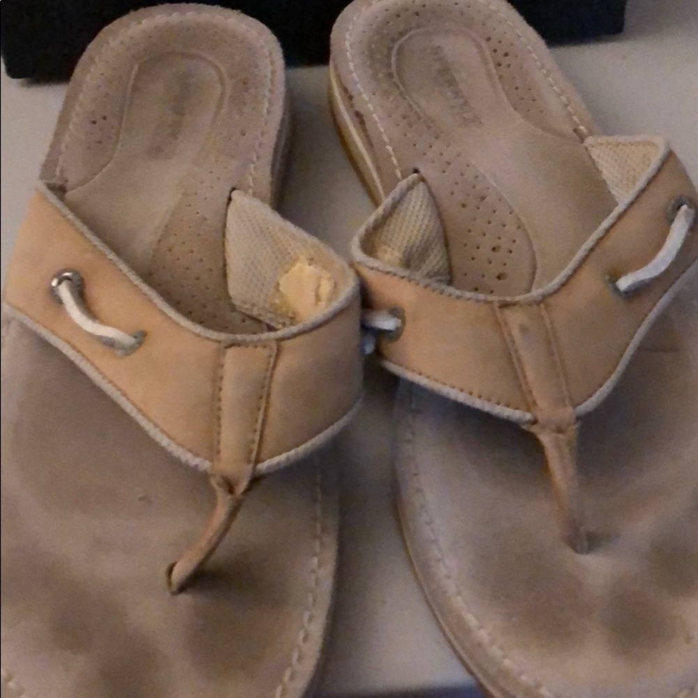 Leather Sperry Top Sider Flip Flops Sz 7M
